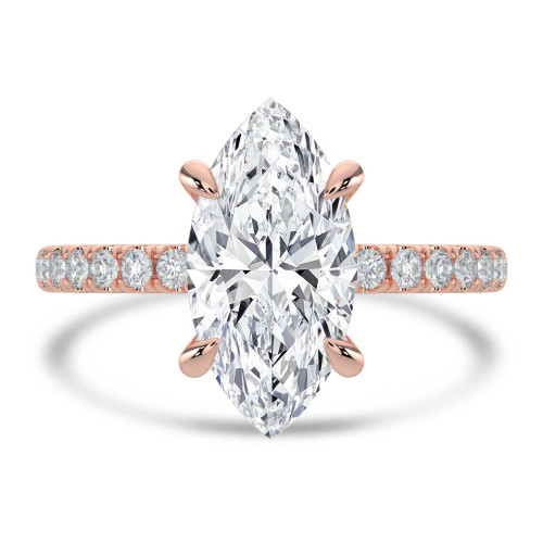 Marquise Lab Created Diamond Solitaire with Accents Engagement Ring in Rose Gold (MVSLG1648-R)
