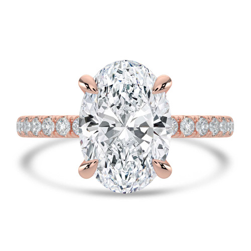 Oval Lab Created Diamond Solitaire with Accents Engagement Ring in Rose Gold (MVSLG1649-R)