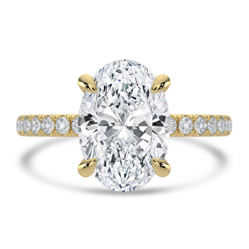 Oval Lab Created Diamond Solitaire with Accents Engagement Ring in Yellow Gold (MVSLG1649-Y)