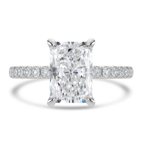 Radiant Lab Created Diamond Solitaire with Accents Engagement Ring in White Gold (MVSLG1652-W)