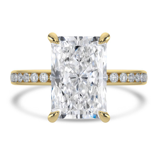 Radiant Lab Created Diamond 6-Prong Channel Set Solitaire with Accents Engagement Ring in Yellow Gold (MVSLG1670-Y)