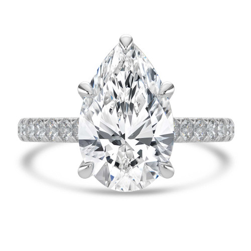 Pear Lab Created Diamond 6-Prong Cathedral Solitaire with Accents Engagement Ring in White Gold (MVSLG1686-W)