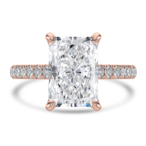 Radiant Lab Created Diamond 6-Prong Cathedral Solitaire with Accents Engagement Ring in Rose Gold (MVSLG1688-R)
