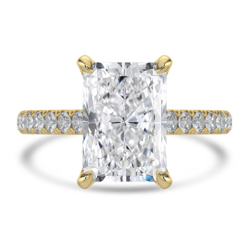 Radiant Lab Created Diamond 6-Prong Cathedral Solitaire with Accents Engagement Ring in Yellow Gold (MVSLG1688-Y)