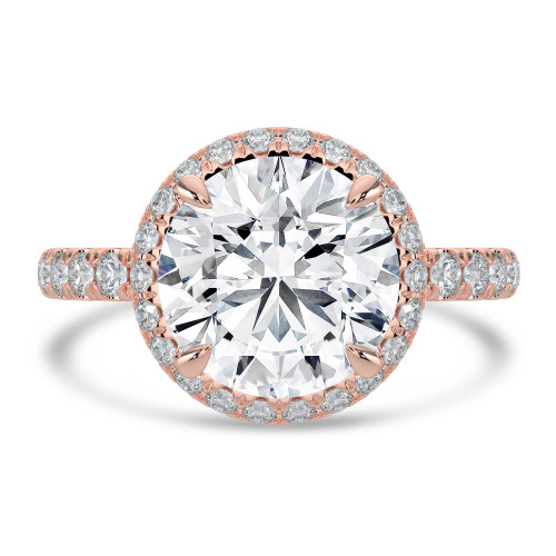 Round Lab Created Diamond Halo Engagement Ring in Rose Gold with Accented Basket and Sides (MVSLG1698-R)