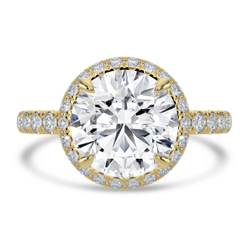 Round Lab Created Diamond Halo Engagement Ring in Yellow Gold with Accented Basket and Sides (MVSLG1698-Y)