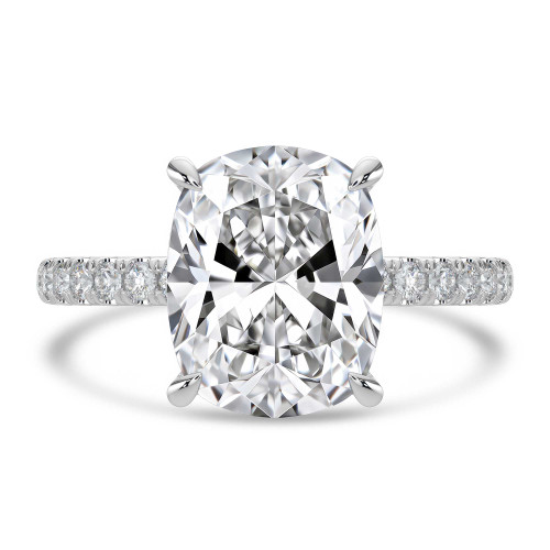 Cushion Lab Created Diamond Hidden Halo Solitaire with Accents Engagement Ring in White Gold (MVSLG1701-W)