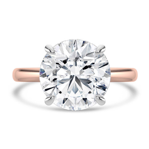 Round Lab Created Diamond Hidden Halo Solitaire with Accents Engagement Ring in Rose Gold & White Gold (MVSLG1702-R)
