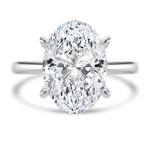 Oval Lab Created Diamond Hidden Halo Solitaire with Accents Engagement Ring in White Gold with Open Bridge (MVSLG1704-W)