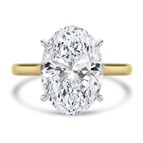 Oval Lab Created Diamond Cathedral Hidden Halo Solitaire with Accents Engagement Ring in Yellow Gold & White Gold (MVSLG1705-Y)