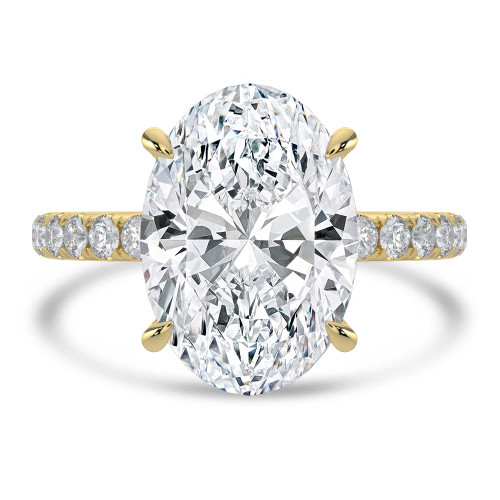 Oval Lab Created Diamond Hidden Halo Solitaire with Accents Engagement Ring in Yellow Gold (MVSLG1710-Y)