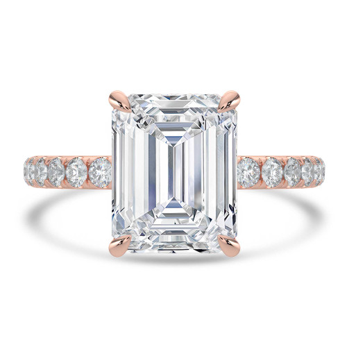 Emerald Lab Created Diamond Hidden Halo Solitaire with Accents Engagement Ring in Rose Gold (MVSLG1711-R)