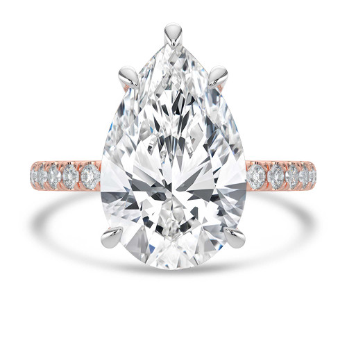 Pear Lab Created Diamond Hidden Halo Solitaire with Accents Engagement Ring in Rose Gold & White Gold  (MVSLG1712-R)