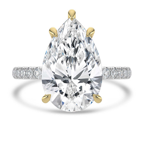 Pear Lab Created Diamond Hidden Halo Solitaire with Accents Engagement Ring in White Gold & Yellow Gold  (MVSLG1712-W)