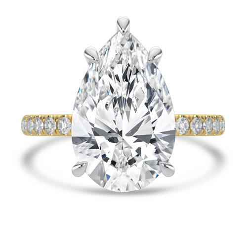 Pear Lab Created Diamond Hidden Halo Solitaire with Accents Engagement Ring in Yellow Gold & White Gold  (MVSLG1712-Y)
