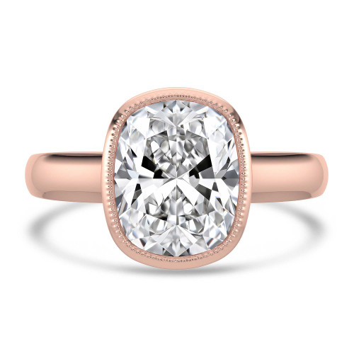 Cushion Lab Created Diamond Vintage Bezel Set Solitaire Engagement Ring in Rose Gold (MVSLG1717-R)