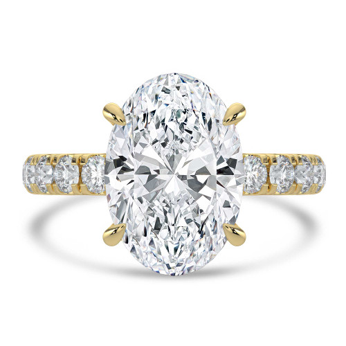 Oval Lab Created Diamond Solitaire with Accents Engagement Ring in Yellow Gold (MVSLG1720-Y)