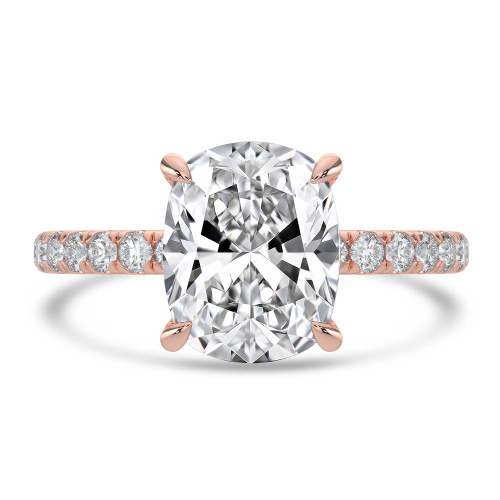 Cushion Lab Created Diamond Solitaire with Accents Engagement Ring in Rose Gold (MVSLG1721-R)
