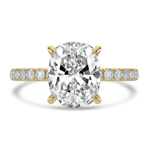 Cushion Lab Created Diamond Solitaire with Accents Engagement Ring in Yellow Gold (MVSLG1721-Y)