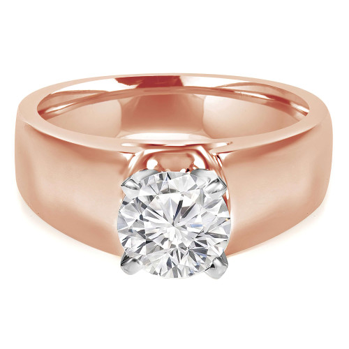 Round Diamond Wide Shank Solitaire Engagement Ring in Rose Gold (MVS0007-R)
