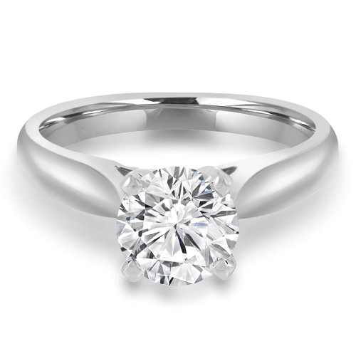 Round Diamond Cathedral Solitaire Engagement Ring in White Gold (MVS0009-W)