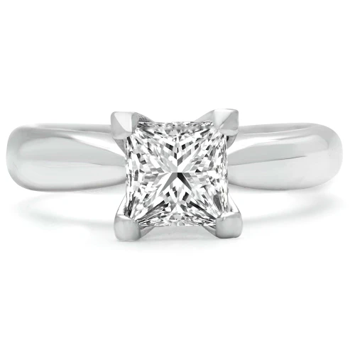 Princess Diamond Tapered Cathedral Solitaire Engagement Ring in White Gold (MVS0012-W)