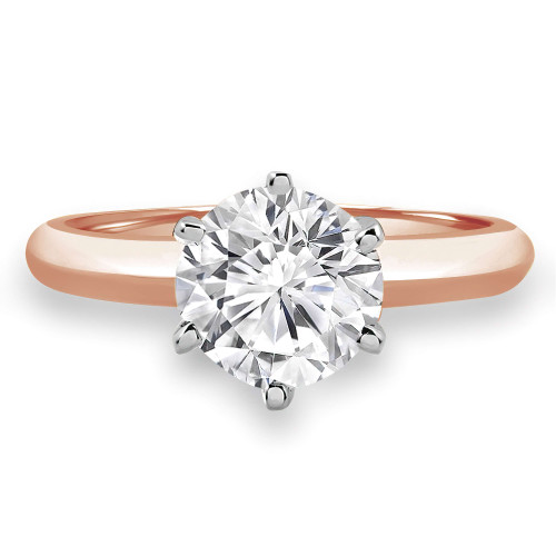 Round Diamond Knife Edge 6-Prong Solitaire Engagement Ring in Rose Gold (MVS0013-R)