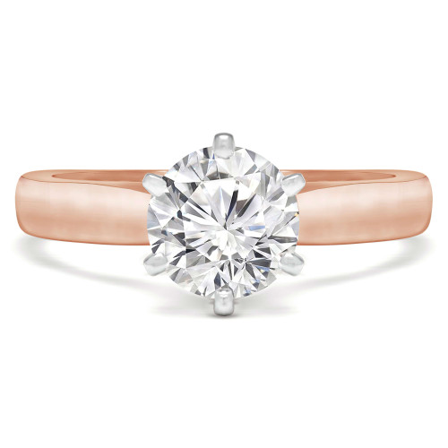 Round Diamond Pinched Cathedral Solitaire Engagement Ring in Rose Gold (MVS0025-R)