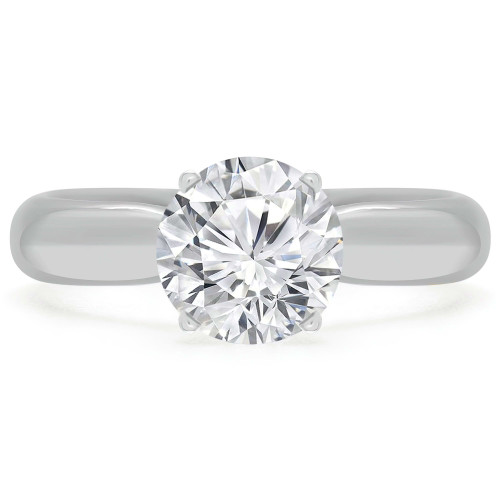 Round Diamond Pinched Cathedral Solitaire Engagement Ring in White Gold (MVS0037-W)