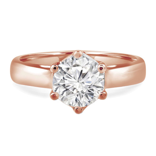 Round Diamond Cathedral Trellis 6-Prong Solitaire Engagement Ring in Rose Gold (MVS0041-R)