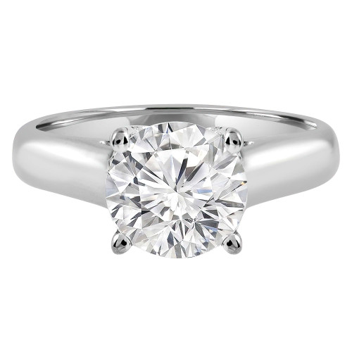 Round Diamond Reverse Tapered Cathedral Trellis Solitaire Engagement Ring in White Gold (MVS0042-W)