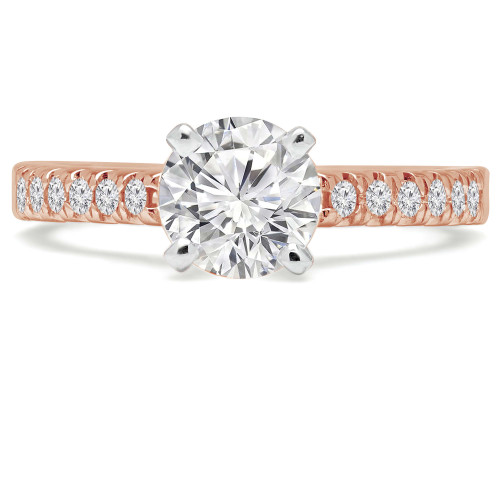 Round Diamond Cathedral Solitaire with Accents Engagement Ring in Rose Gold (MVS0064-R)