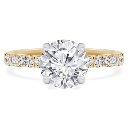Round Diamond Solitaire with Accents Engagement Ring in Yellow Gold (MVS0069-Y)