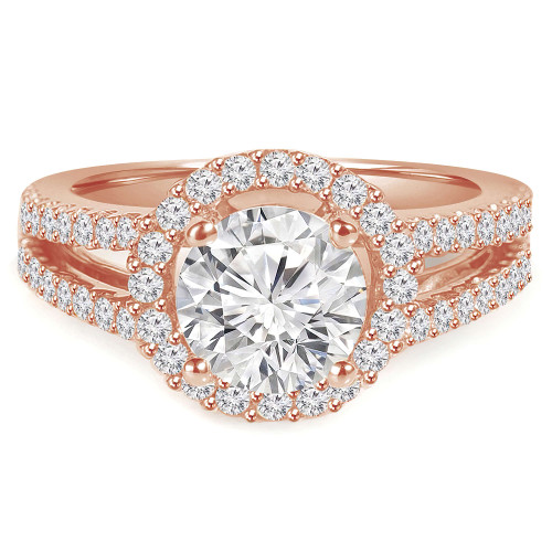Round Diamond Split-Shank Round Halo Engagement Ring in Rose Gold (MVS0100-R)