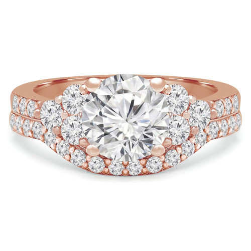 Round Diamond Solitaire with Accents Engagement Ring and Wedding Band Set Ring in Rose Gold (MVS0126-R)
