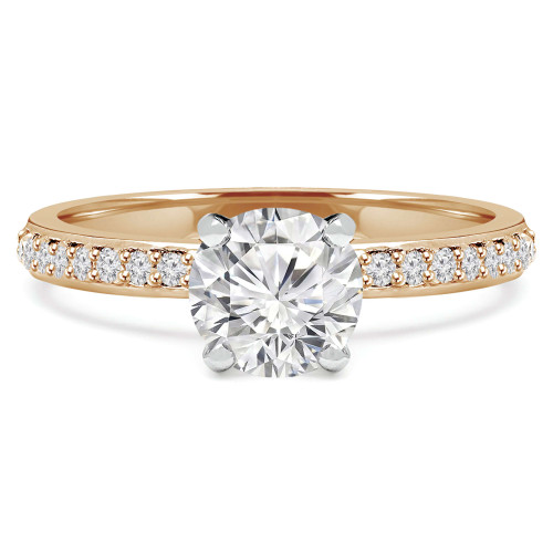 Round Diamond High Set Solitaire with Accents Engagement Ring in Yellow Gold (MVS0131-Y)