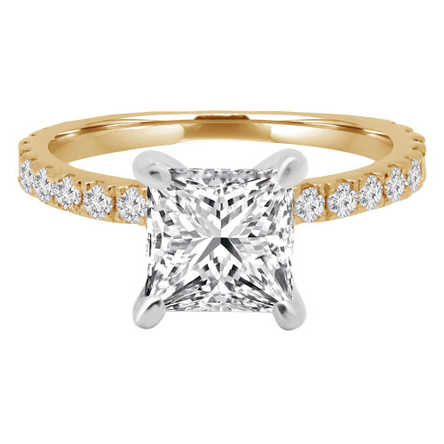 Princess Diamond Solitaire with Accents Engagement Ring in Yellow Gold (MVS0162-Y)