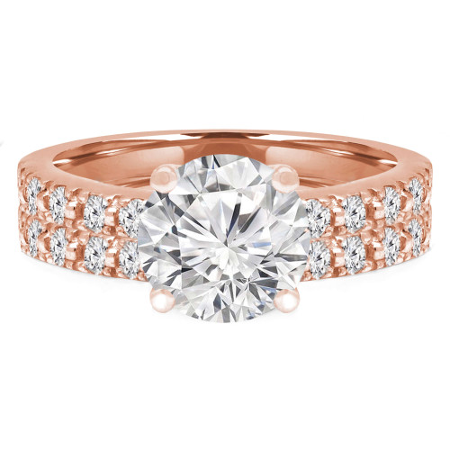 Round Diamond Solitaire with Accents Engagement Ring and Wedding Band Set Ring in Rose Gold (MVS0167-R)