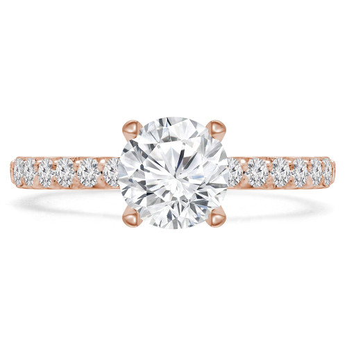 Round Diamond Solitaire with Accents Engagement Ring in Rose Gold (MVS0212-R)