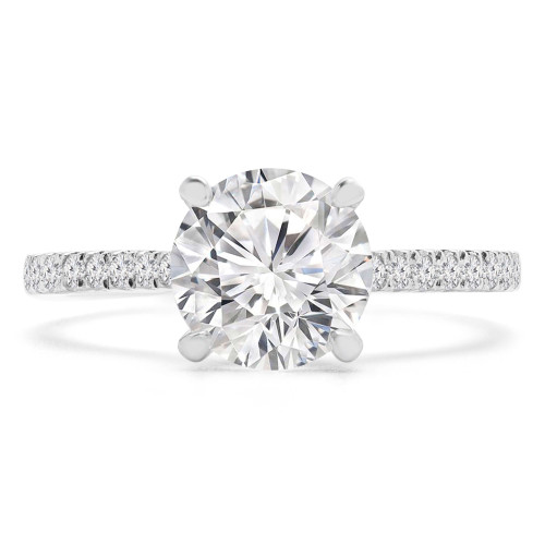 Round Diamond Cathedral Solitaire with Accents Engagement Ring in White Gold (MVS0213-W)