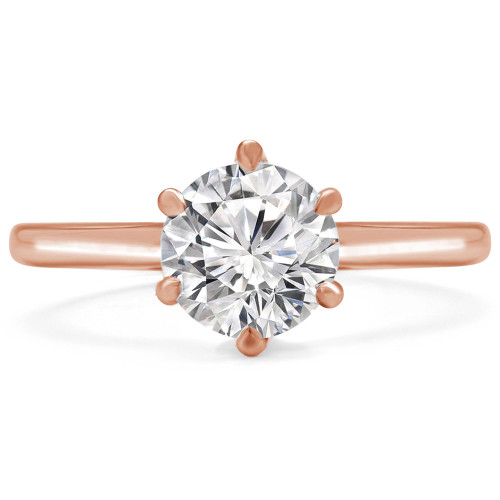 Round Diamond Cathedral 6-Prong Solitaire Engagement Ring in Rose Gold (MVS0232-R)