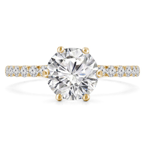 Round Diamond 6-Prong Solitaire with Accents Engagement Ring in Yellow Gold (MVS0233-Y)