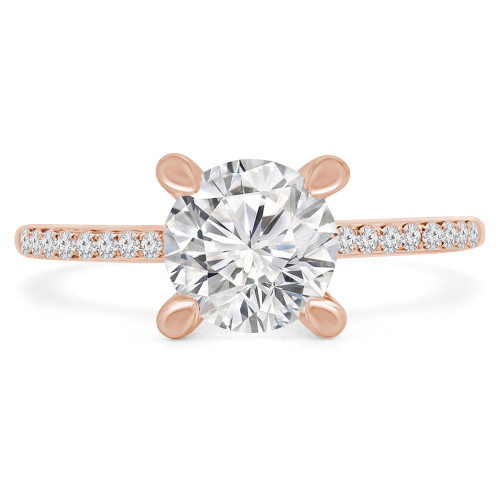 Round Diamond Cathedral Solitaire with Accents Engagement Ring in Rose Gold (MVS0239-R)