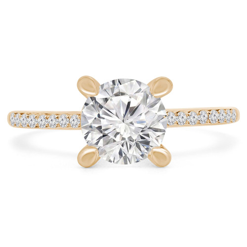 Round Diamond Cathedral Solitaire with Accents Engagement Ring in Yellow Gold (MVS0239-Y)