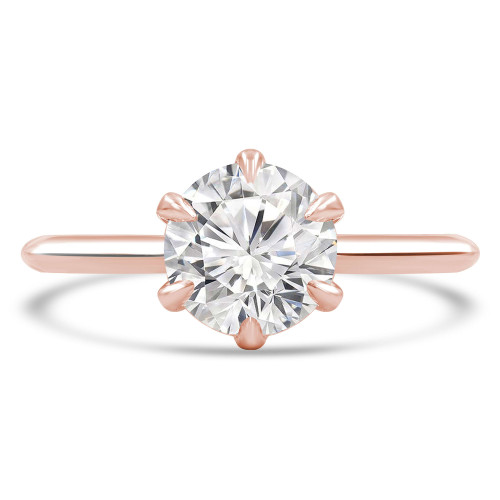 Round Diamond 6-Prong Knife Edge Solitaire Engagement Ring in Rose Gold (MVS0282-R)