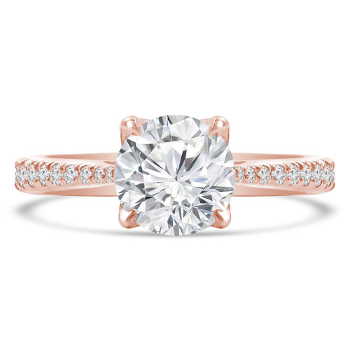 Round Diamond Tapered Cathedral Solitaire with Accents Engagement Ring in Rose Gold (MVS0300-R)