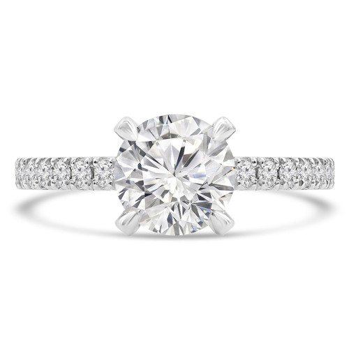 Round Diamond Diamond Prongs Solitaire with Accents Engagement Ring in White Gold (MVS0301-W)