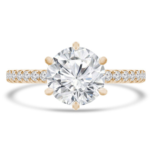 Round Diamond 6-Prong Solitaire with Accents Engagement Ring in Yellow Gold (MVS0302-Y)