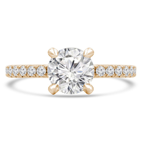 Round Diamond Diamond Prongs Solitaire with Accents Engagement Ring in Yellow Gold (MVS0303-Y)