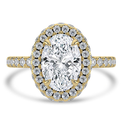 2.47 CTW Oval Lab Created Diamond Rollover Oval Halo Engagement Ring With an IGI Certified 1.5 CT VS1 D Center in 14K Yellow Gold (MVSHE1317-Y)